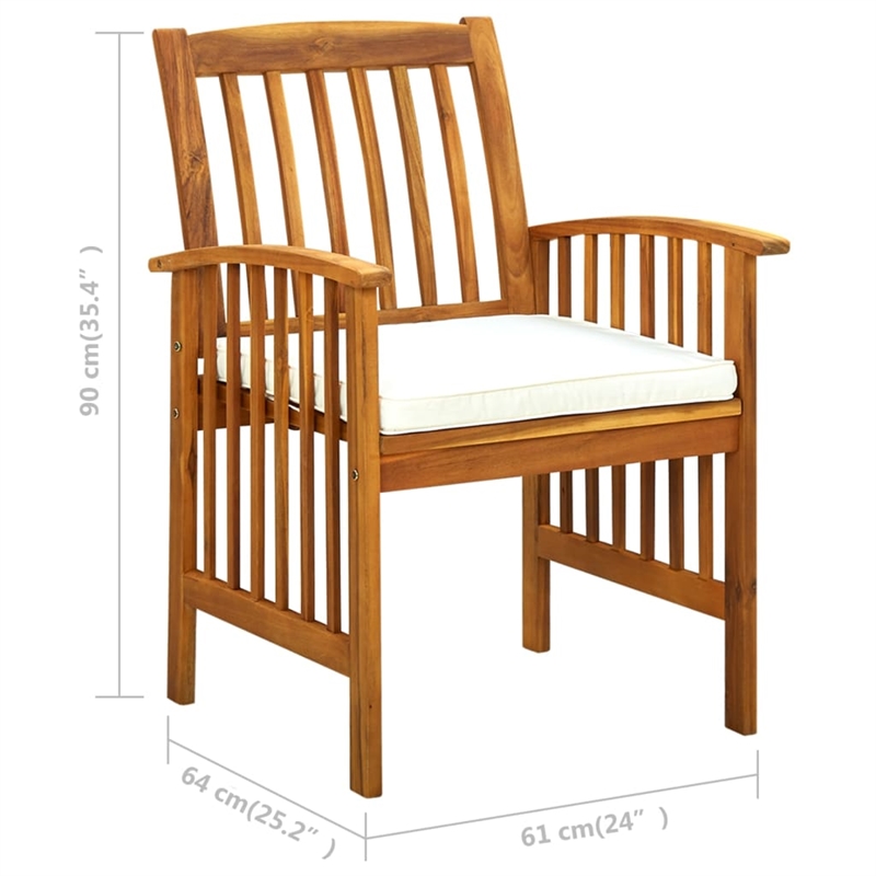 vidaXL Solid Acacia Wood Seats 2 Garden Dining Set in Brown
