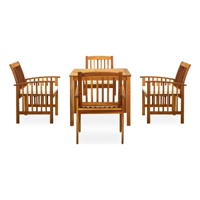vidaXL Garden Dining Set Cream White Solid Acacia Wood Standard Durable