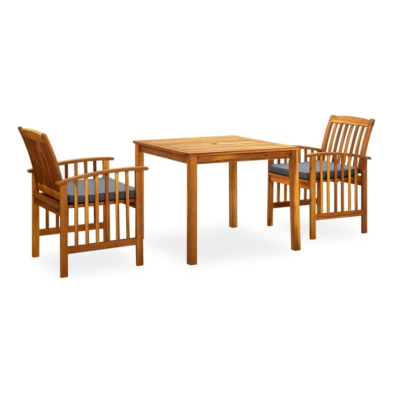 vidaXL Garden Dining Set Natural Wood/Dark Gray Cushions