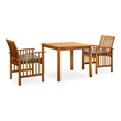 vidaXL Garden Dining Set Natural Wood/Dark Gray Cushions