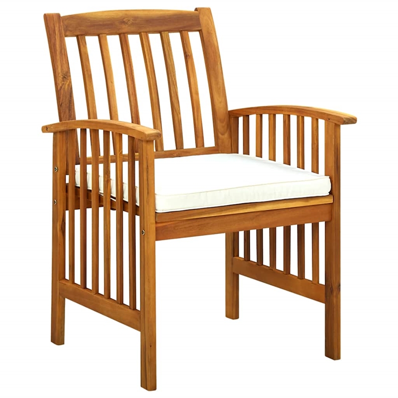 vidaXL Garden Dining Set Cream White Cushions/Natural Acacia Wood