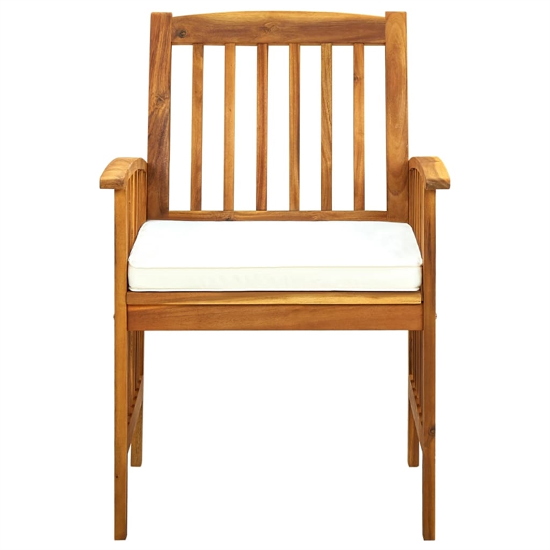 vidaXL Garden Dining Set Cream White Cushions/Natural Acacia Wood