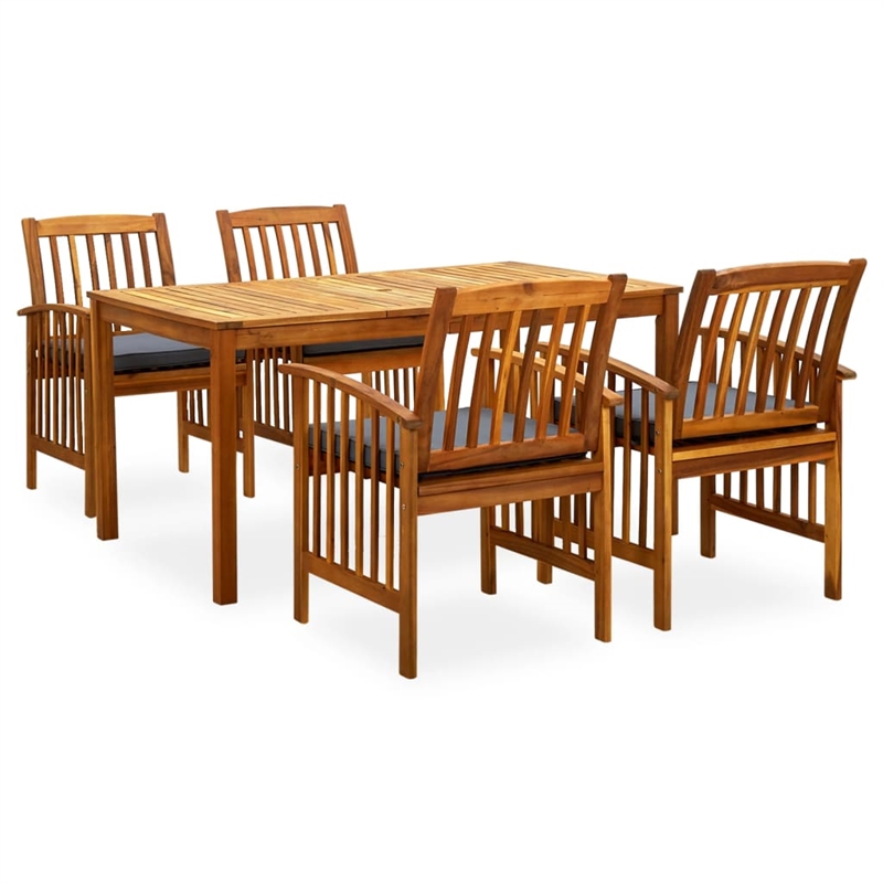 vidaXL Garden Dining Set in Dark Gray Cushion/Natural Wood
