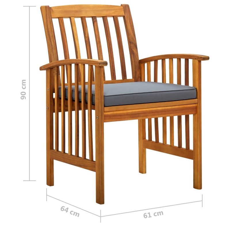 vidaXL Garden Dining Set Natural Wood Finish/Dark Gray Cushions