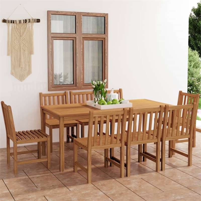 vidaXL Solid Teak Wood Standard Garden Dining Set in Warm Teak
