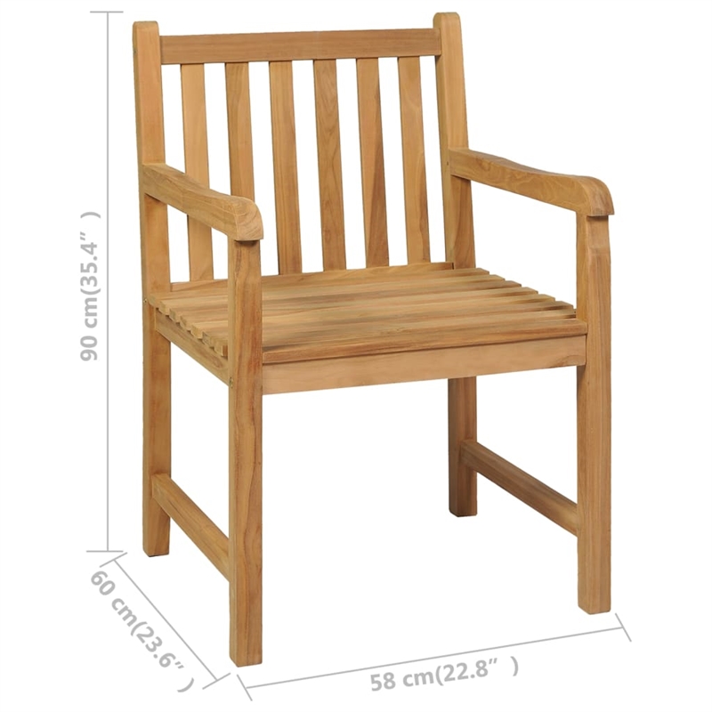 vidaXL 5 Piece Solid Teak Wood Durable Garden Dining Set in Brown