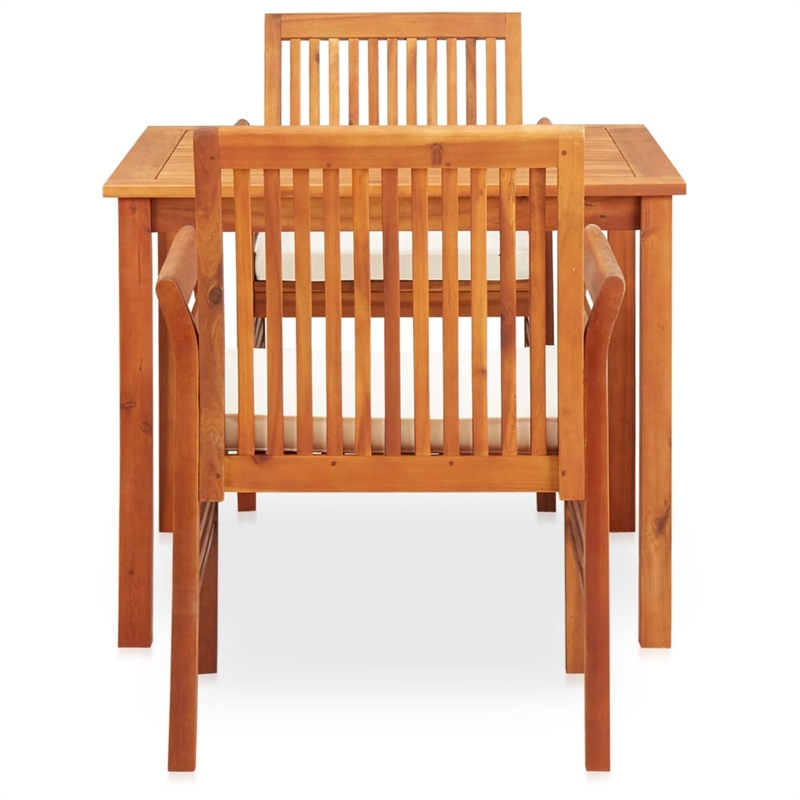 vidaXL Solid Acacia Wood 3 Piece Outdoor Dining Set in Brown Frame