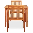 vidaXL Solid Acacia Wood 3 Piece Outdoor Dining Set in Brown Frame