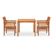 vidaXL Solid Acacia Wood 3 Piece Outdoor Dining Set in Brown Frame