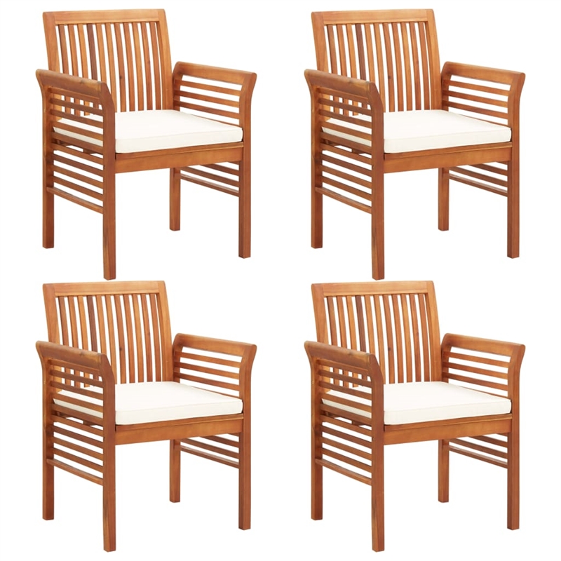 vidaXL Solid Acacia Wood 5 Piece Outdoor Dining Set in Brown Frame