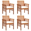 vidaXL Solid Acacia Wood 5 Piece Outdoor Dining Set in Brown Frame