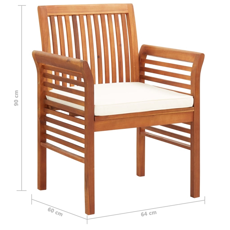 vidaXL Solid Acacia Wood 5 Piece Outdoor Dining Set in Brown Frame
