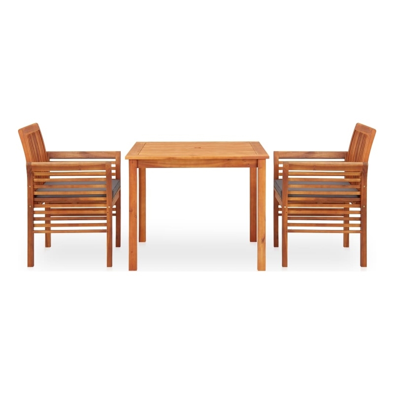 vidaXL Outdoor Dining Set in Brown Frame With in Dark Gray Cushions