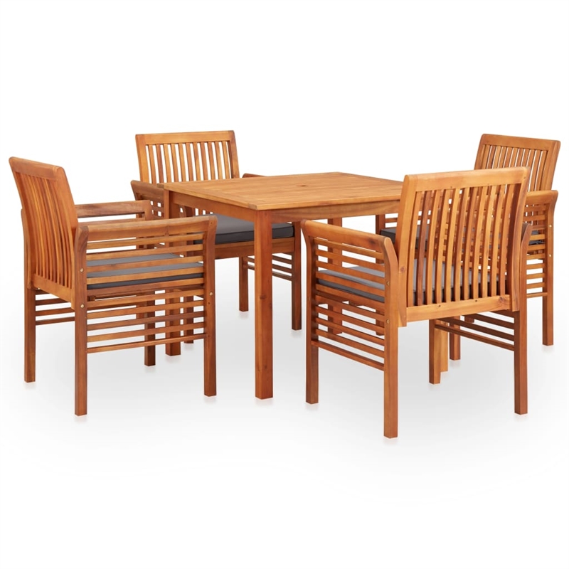 vidaXL Outdoor Dining Set in Brown Frame With in Dark Gray Cushions