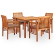 vidaXL Outdoor Dining Set in Brown Frame With in Dark Gray Cushions