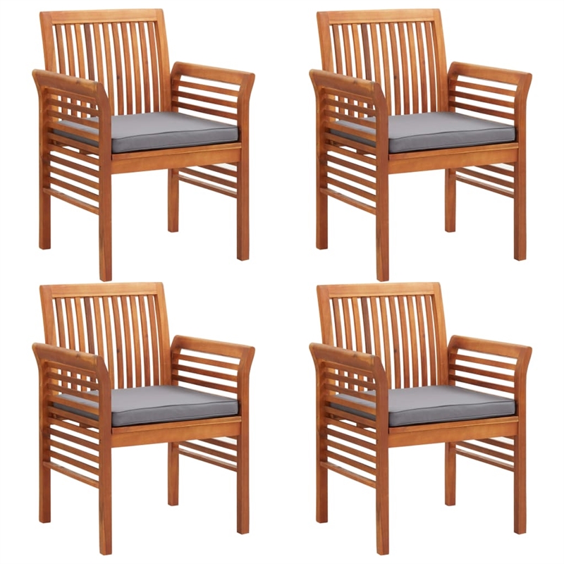 vidaXL Outdoor Dining Set in Brown Frame With in Dark Gray Cushions