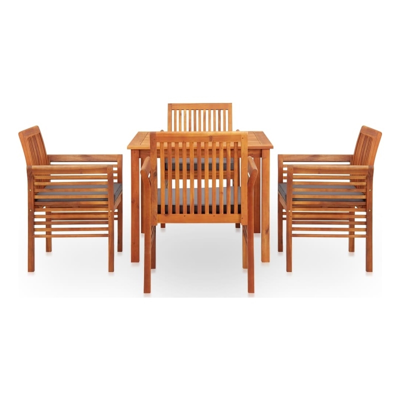 vidaXL Outdoor Dining Set in Brown Frame With in Dark Gray Cushions