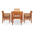 vidaXL Outdoor Dining Set in Brown Frame With in Dark Gray Cushions