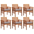 vidaXL Solid Acacia Wood 7-Piece Set Outdoor Dining Set in Brown Frame