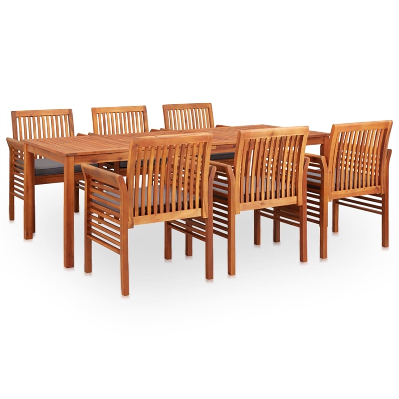 vidaXL Outdoor Dining Set in Brown Frame and Dark Gray Cushions