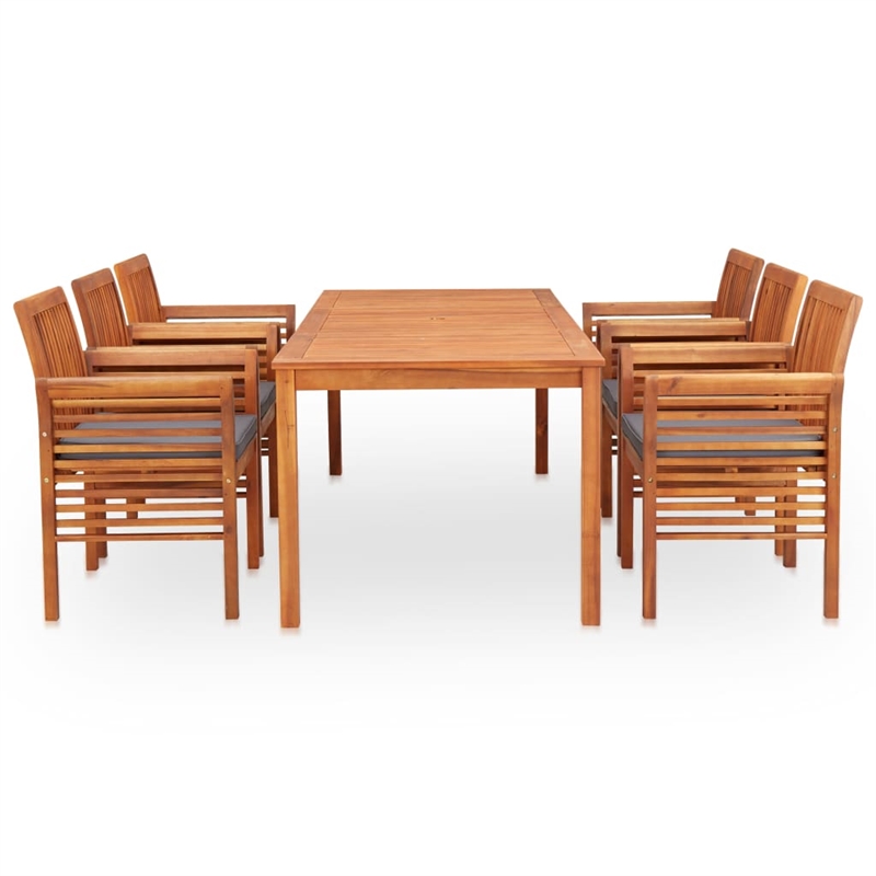 vidaXL Outdoor Dining Set in Brown Frame and Dark Gray Cushions