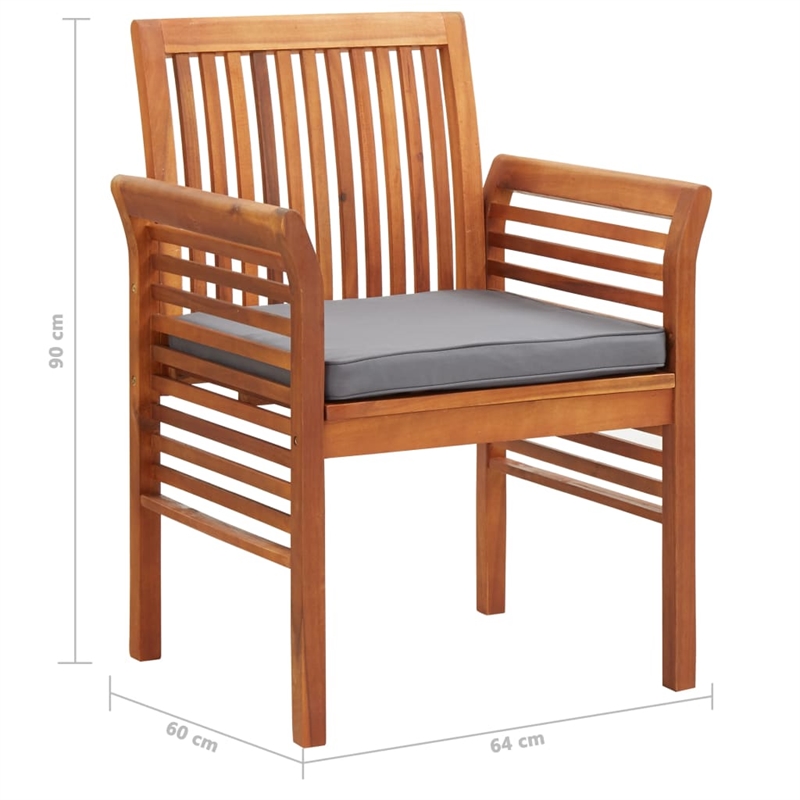 vidaXL Outdoor Dining Set in Brown Frame and Dark Gray Cushions