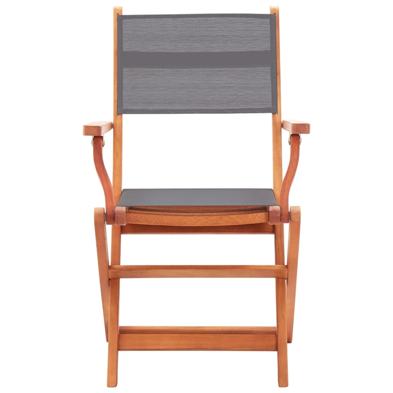 vidaXL Dining Set in Gray Solid Eucalyptus Wood and Textilene Large