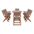 vidaXL Dining Set in Gray Solid Eucalyptus Wood and Textilene Large