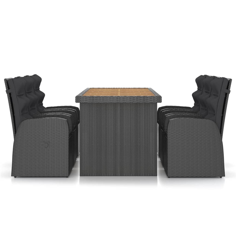 vidaXL Outdoor Dining Set in Black/Natural Wood