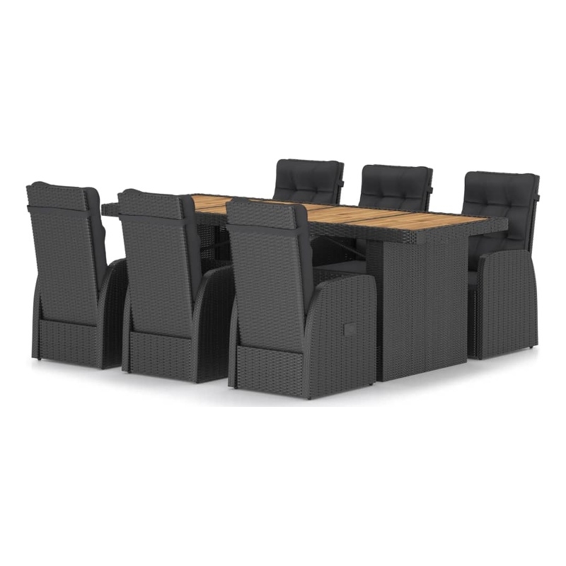 vidaXL Outdoor Dining Set in Black/Natural Wood