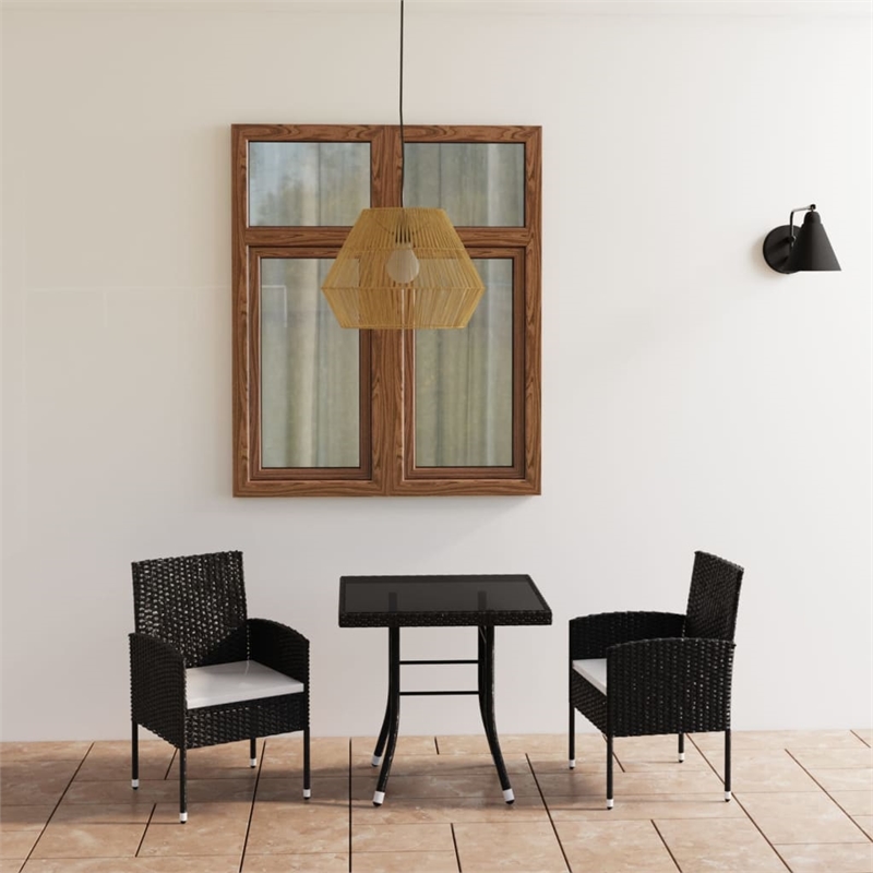 vidaXL Garden Dining Set in Black and Cream White Cushions