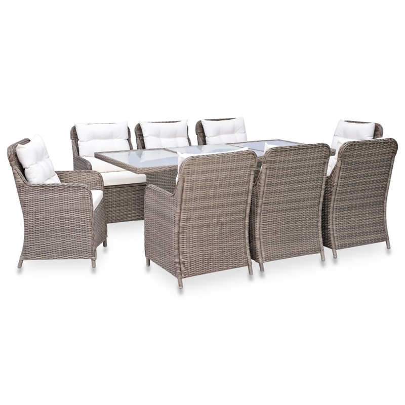 vidaXL Outdoor Dining Set in Brown and Cream White