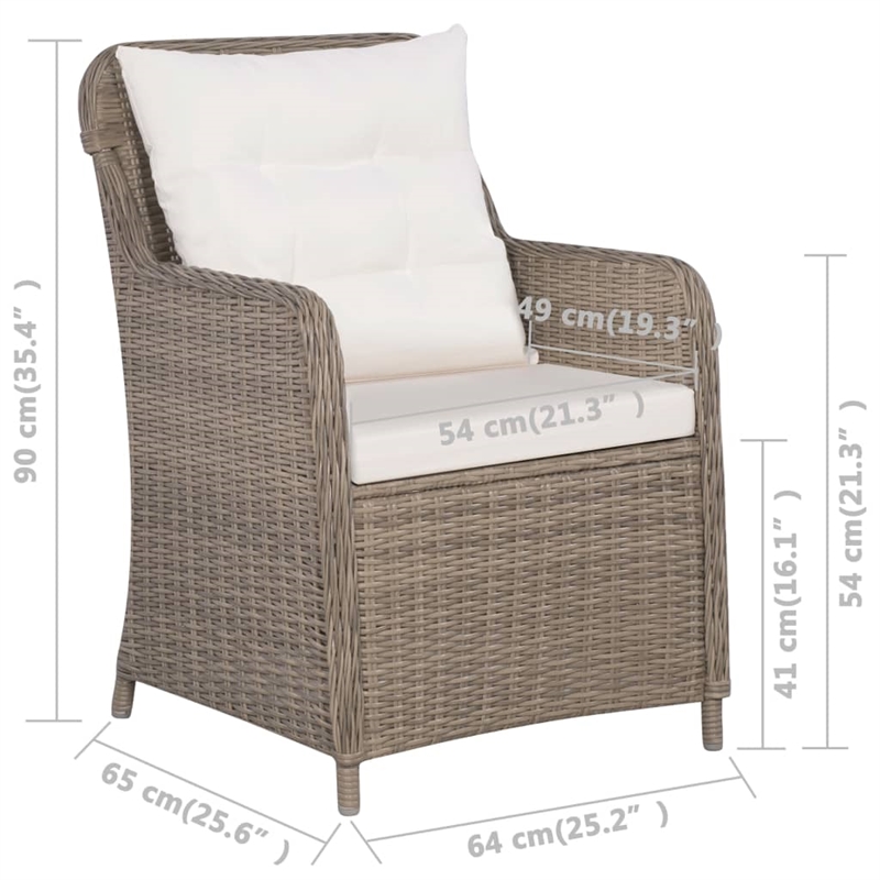 vidaXL Outdoor Dining Set in Brown and Cream White