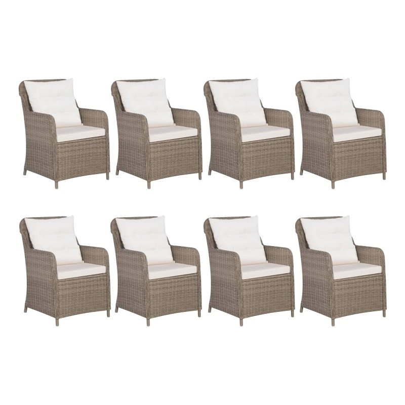 vidaXL Outdoor Dining Set in Brown and Cream White