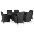 vidaXL Outdoor Dining Set in Black and Dark Gray Half Round Poly Rattan