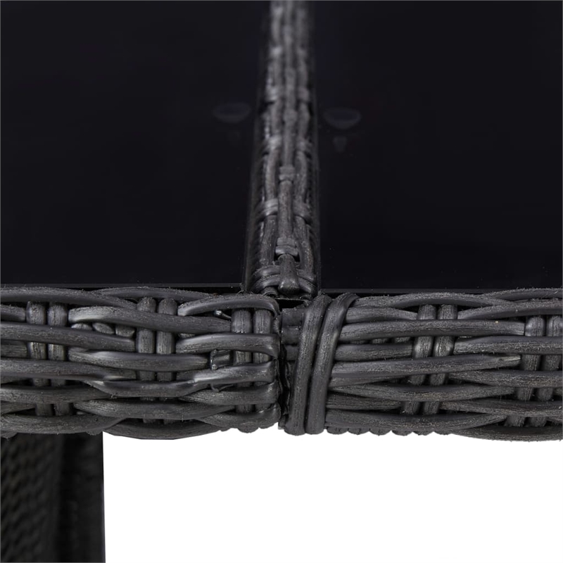 vidaXL Outdoor Dining Set in Black and Dark Gray Half Round Poly Rattan