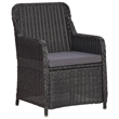 vidaXL Outdoor Dining Set in Black and Dark Gray Half Round Poly Rattan