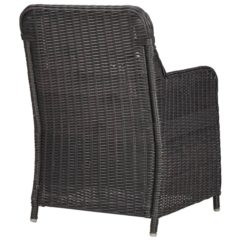 vidaXL Outdoor Dining Set in Black and Dark Gray Half Round Poly Rattan