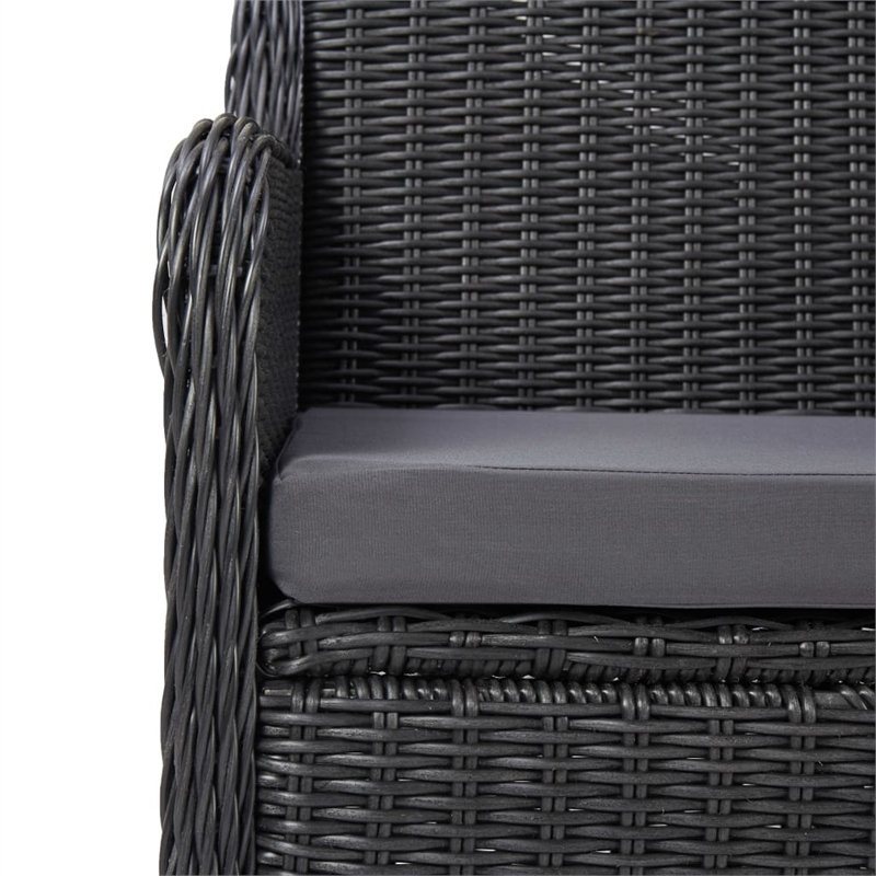 vidaXL Outdoor Dining Set in Black and Dark Gray Half Round Poly Rattan