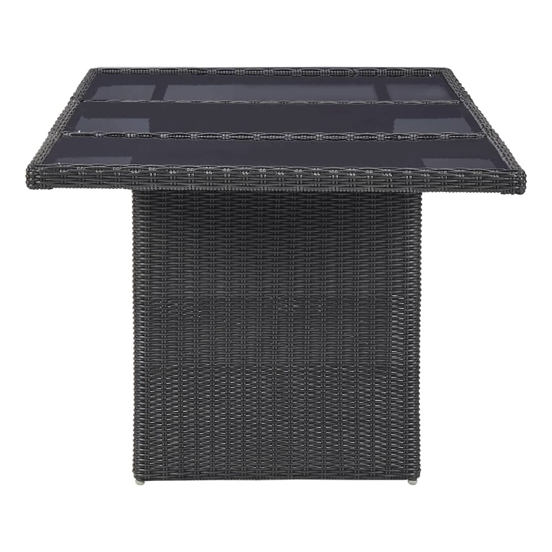 vidaXL Outdoor Dining Set in Black and Dark Gray Half Round Poly Rattan