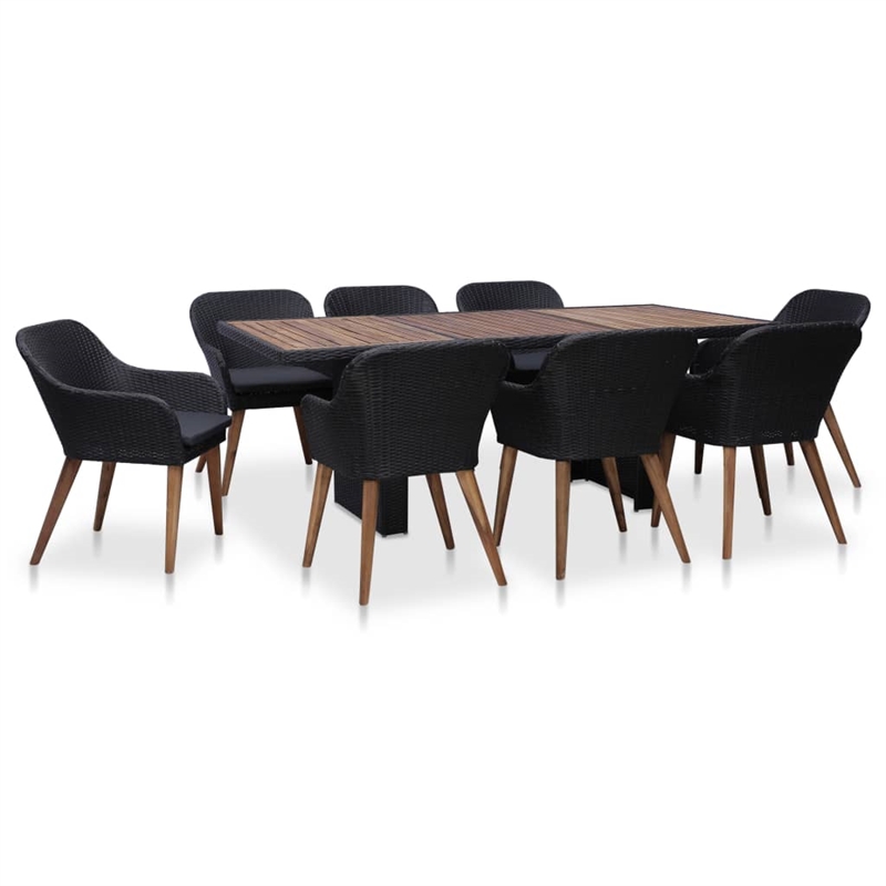 vidaXL Outdoor Dining Set in Black and Dark Gray