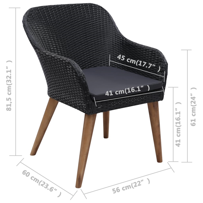 vidaXL Outdoor Dining Set in Black and Dark Gray