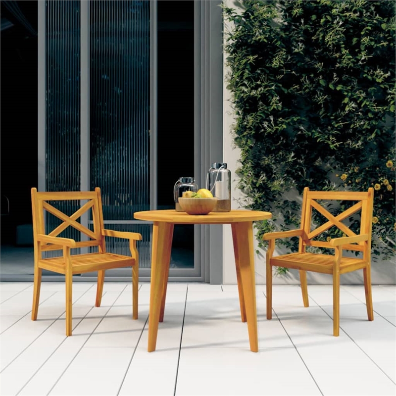 vidaXL Solid Acacia Wood Medium Durable Garden Dining Set in Natural/Brown