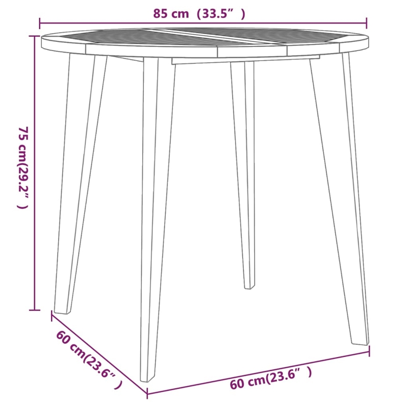 vidaXL Solid Acacia Wood Medium Durable Garden Dining Set in Natural/Brown