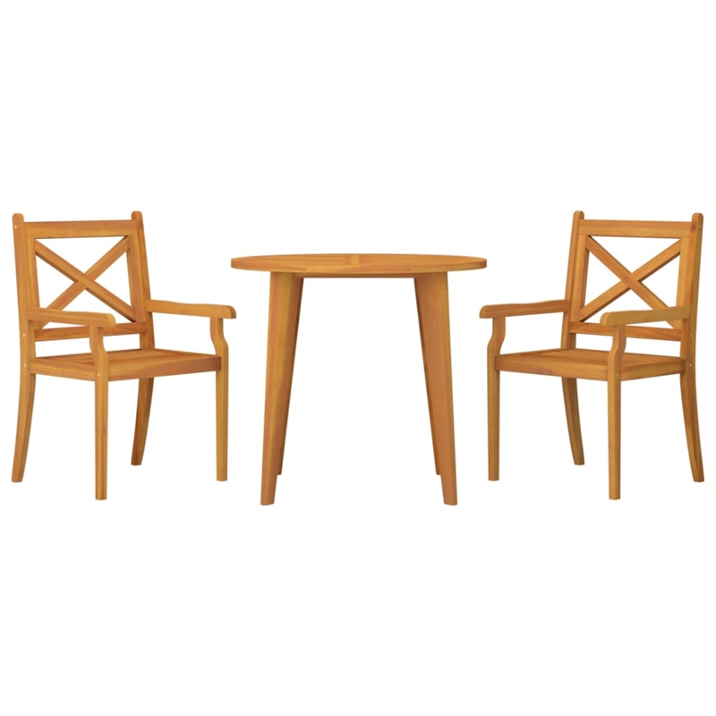 vidaXL Solid Acacia Wood Medium Durable Garden Dining Set in Natural/Brown