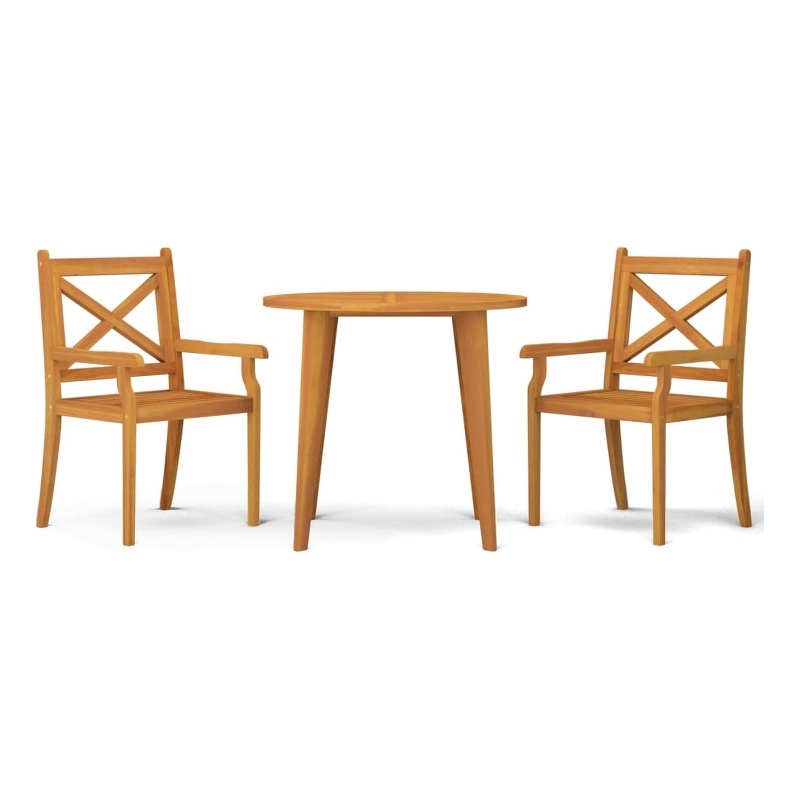 vidaXL Solid Acacia Wood Medium Durable Garden Dining Set in Natural/Brown