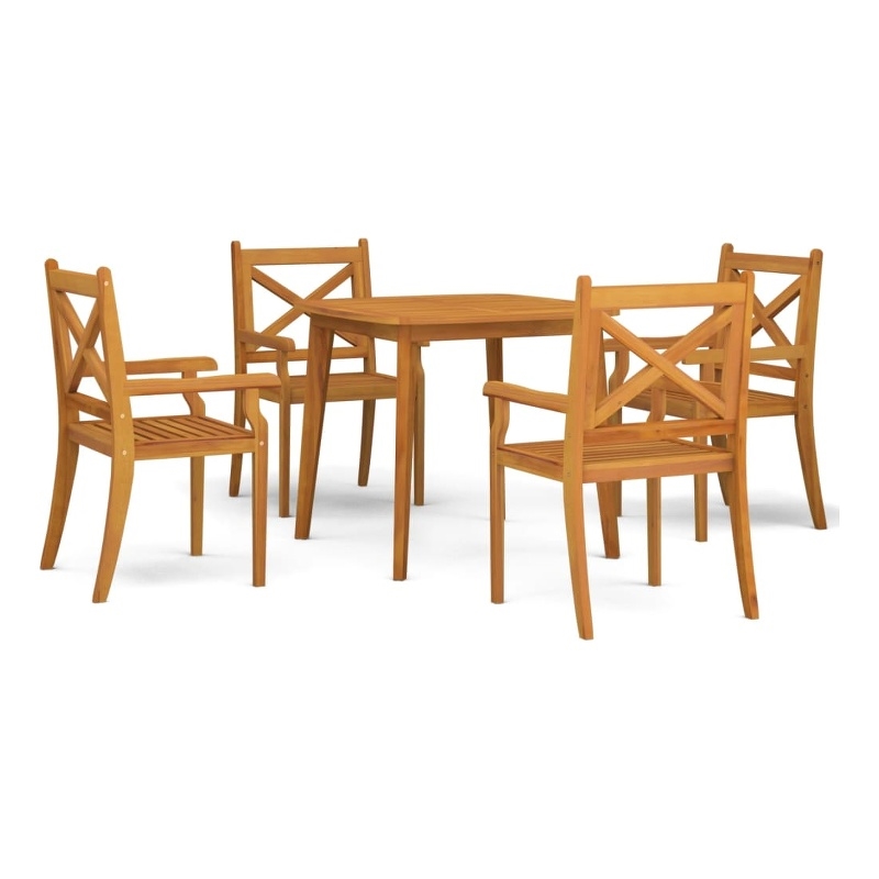 vidaXL Solid Acacia Wood Medium Durable Garden Dining Set in Natural/Brown