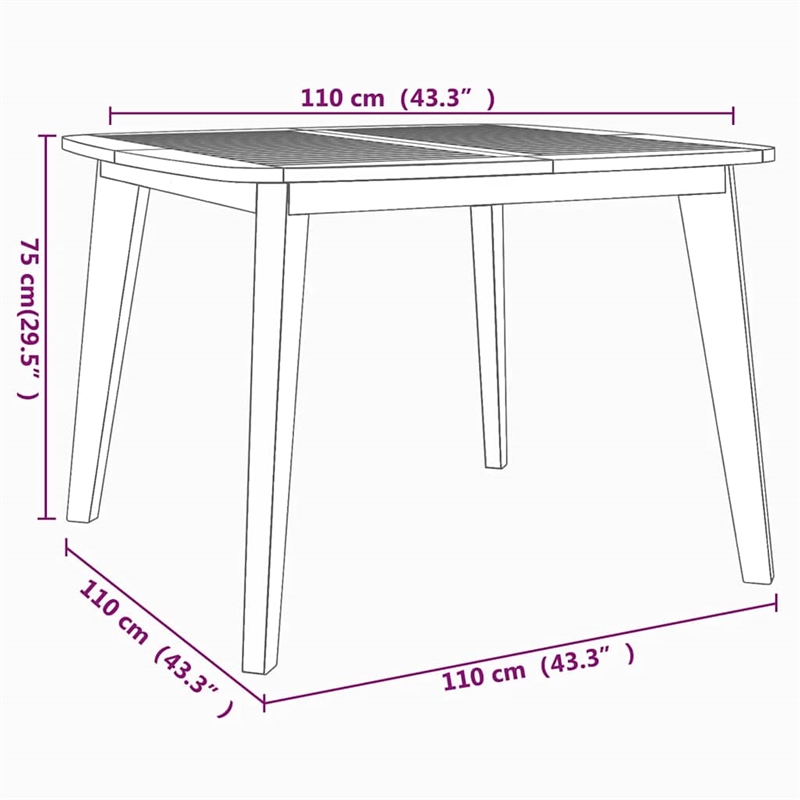 vidaXL Solid Acacia Wood Medium Garden Dining Set in Natural/Brown