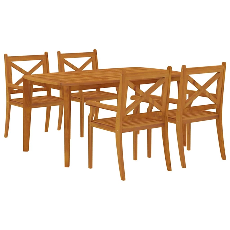 vidaXL Solid Acacia Wood Standard Durable Garden Dining Set Natural/Brown