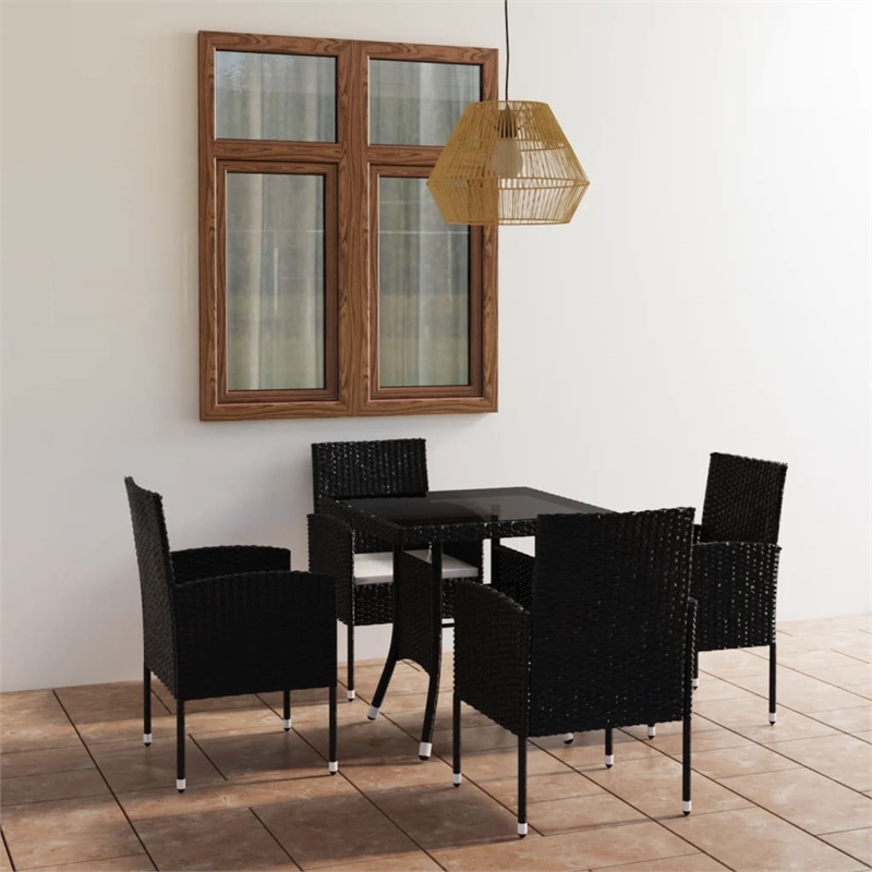 vidaXL Garden Dining Set in Black/Cream White